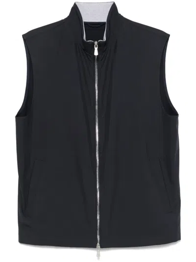 Eleventy Zip-up Gilet In Blue