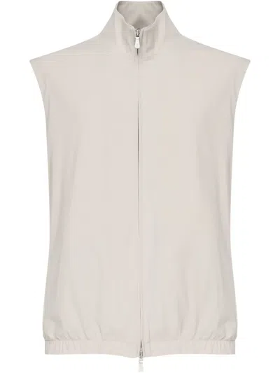 Eleventy Zip-up Gilet In Neutrals