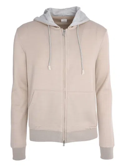 Eleventy Zip-up Long-sleeve Hooded Jacket In Neutral