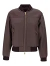 Eleventy Zip-up Sheepskin Bomber Jacket In Brown