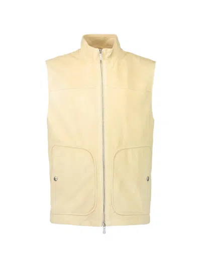 Eleventy Zip-up Vest In Yellow