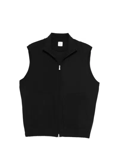 Eleventy Zip-front Gilet Vest In Black