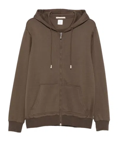 Eleventy Zip-up Hoodie In Brown