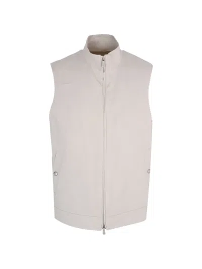 Eleventy Zip-up Linen Gilet In Neutral