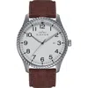 Elevon Crosswind Canvas-overlaid Leather-band Watch W/ Date In Silver/brown