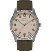 Elevon Crosswind Canvas-overlaid Leather-band Watch W/ Date In Tan/olive