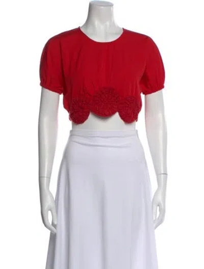 Pre-owned Elexiay Crew Neck Short Sleeve Crop Top In Red