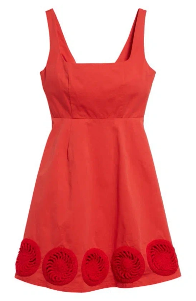 Elexiay Kogi Crochet Embellished A-line Minidress In Red