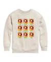 E.l.f. Big Girls Buddy Faces Grid Graphic Raglan Top In Beige,khaki