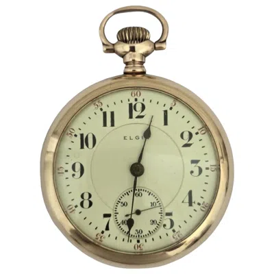 Pre-owned Elgin 14k Gold Open-face Pocket Watch 21-jewel Movement, Circa 1899 In Multi