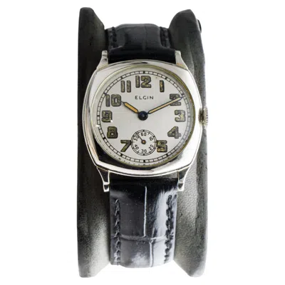 Pre-owned Elgin 14kt Solid White Gold Art Deco Watch With Original Dial Circa 1926
