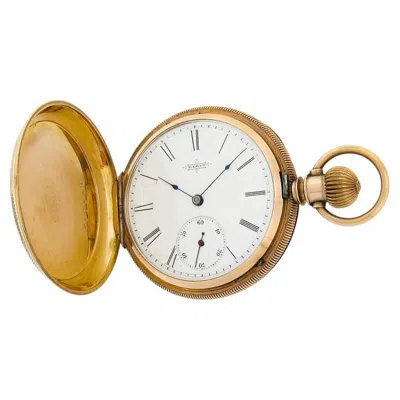 Pre-owned Elgin Antique  Pocket Watch 11j 8s Grade 94 Etched Yellow Gold Tone Hunter Case