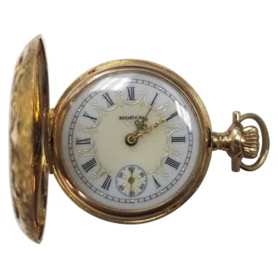 Pre-owned Elgin Circa 1891 Beautiful Antique  Pocket Watch 14k Solid Gold Case W/white Dial In Multi