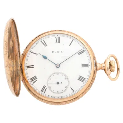 Pre-owned Elgin Full Hunter Pocket Watch, 9ct Yellow Gold, 7 Jewel Movement, Weight 82g..