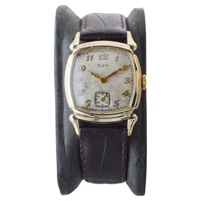 Pre-owned Elgin Gold Filled Art Deco Cushion Shaped American Watch With Original Dial 1940 In Multi