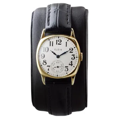 Pre-owned Elgin Gold Filled Art Deco Cushion Shaped Watch Circa 1925 In Multi