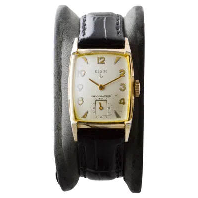 Pre-owned Elgin Gold Filled Art Deco Tonneau Shaped Watch With Original Dial 1940's In Multi