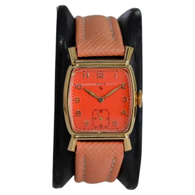 Pre-owned Elgin Gold Filled Art Deco Tortue Shaped Watch From 1940's With A Custom Dial In Multi