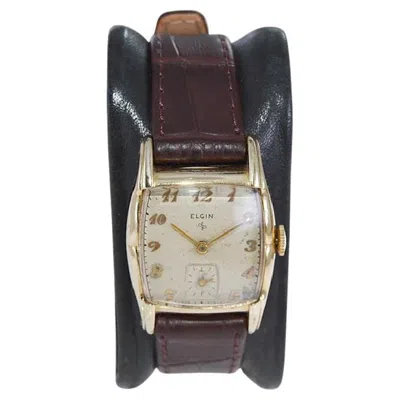 Pre-owned Elgin Gold Filled Art Deco Tortue Shaped Wristwatch Original Design By Cartier In Multi