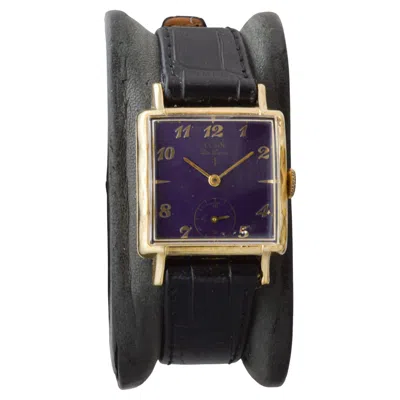 Pre-owned Elgin Gold Filled De Luxe Art Deco Watch, Circa 1940's With Custom Finished Dial In Multi