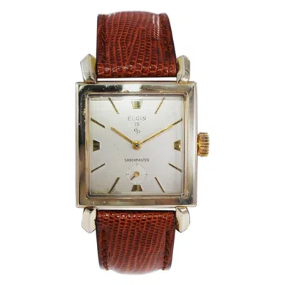 Pre-owned Elgin Mid Century Manual Winding Watch With Original Silvered Dial In Multi