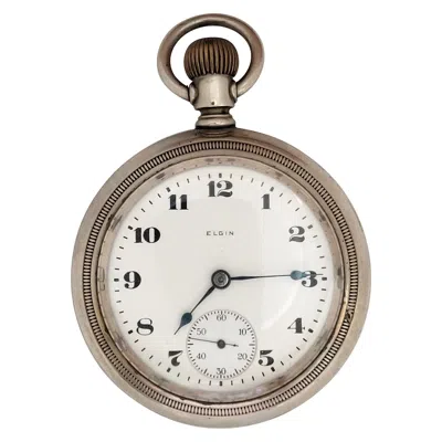 Pre-owned Elgin Pocket Watch Silverode Heavy Working 7 Jewel Year 1921, 59mm Open Case In Multi