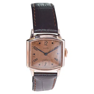 Pre-owned Elgin Rose Gold Filled Art Deco Watch Tortue Shaped Watch From 1940's In Red