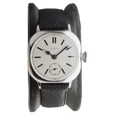 Pre-owned Elgin White Gold Filled Watch With Flawless Original Dial From 1908