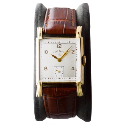 Pre-owned Elgin Yellow Gold Filled Art Deco Watch Circa 1940's With Flawless Original Dial