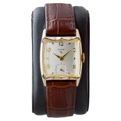 Pre-owned Elgin Yellow Gold Filled Art Deco Watch Circa 1940's