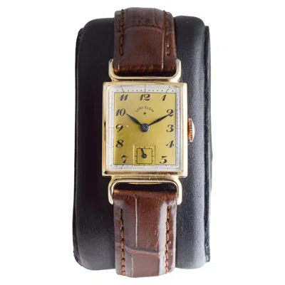 Pre-owned Elgin Yellow Gold Filled Art Deco Watch Circa 1940s Flawless Original Dial
