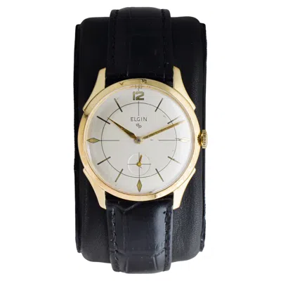 Pre-owned Elgin Yellow Gold Filled Art Deco Watch Circa 1950's