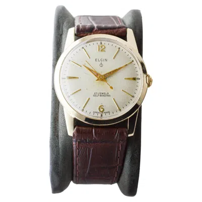 Pre-owned Elgin Yellow Gold Filled Art Deco Watch Circa 1960's With Original Dial