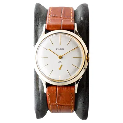 Pre-owned Elgin Yellow Gold Filled Art Deco Watch, Round Circa 1950's With Original Dial
