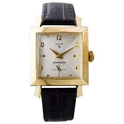 Pre-owned Elgin Yellow Gold Filled Shockmaster Art Deco Watch, 1950's Flawless Dial
