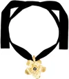 Elhanati Black & Gold Flower Pendant Necklace In 24kt Gold Plated