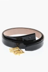 Elhanati Khaite Patent Leather Belt With Gold-coated Bronze Buckle 30