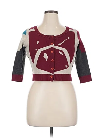 Pre-owned Elhoffer Design Cardigan Sweater In Burgundy