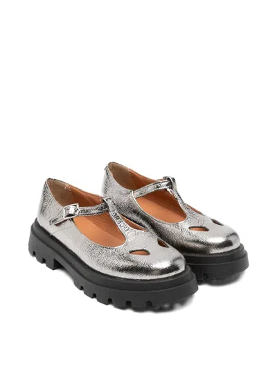 Eli 1957 Kids' Ballet Flats With Lug Sole In Silver