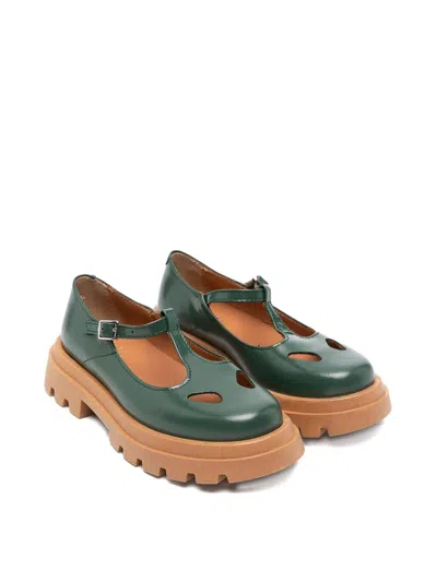 Eli 1957 Kids' Ballet Flats With Lug Sole In Green