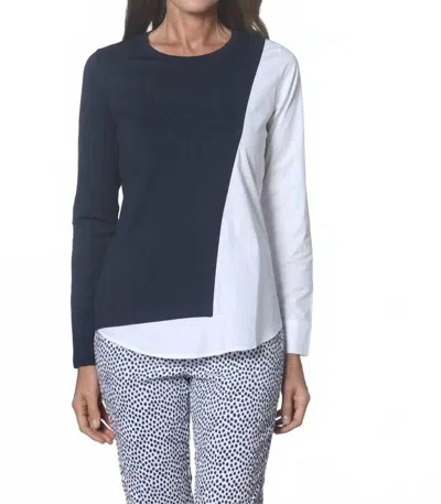 Eli Asymmetrical Tunic In Navy/white In Blue