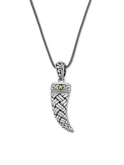 Eli Pebble Men's Sterling Silver & 18k Yellow Gold Crescent Moon Pendant Chain Necklace