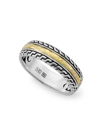 Eli Pebble Men's Sterling Silver & Hammered 18k Yellow Gold Eternity Band