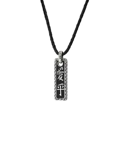 Eli Pebble Men's Sterling Silver & Leather Dog Tag Pendant Necklace