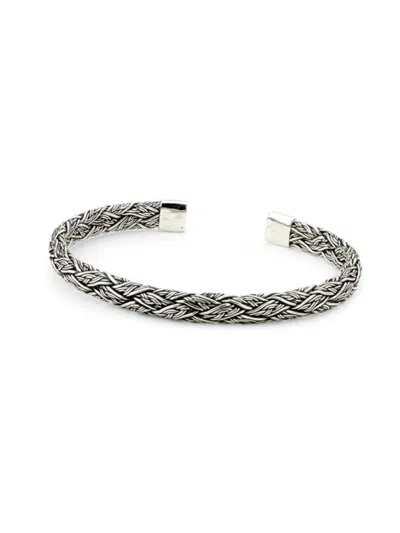 Eli Pebble Men's Sterling Silver Braided Bangle Bracelet