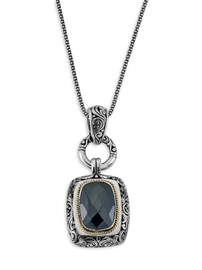 Eli Pebble Sterling Silver, 18k Yellow Gold & Onyx Pendant Necklace