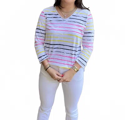 Eli Stripe V-neck Tunic In Multi Stripe In Blue
