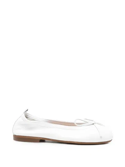 Eli1957 Kids' Bow-detail Leather Ballet Flats In White