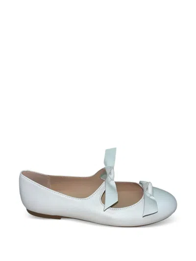 Eli1957 Kids' Bow-detail Pearlescent Ballet Flats In White