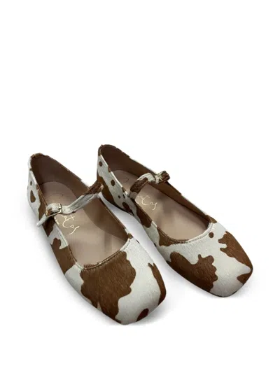 Eli1957 Kids' Cow-print Ballet Flats In White